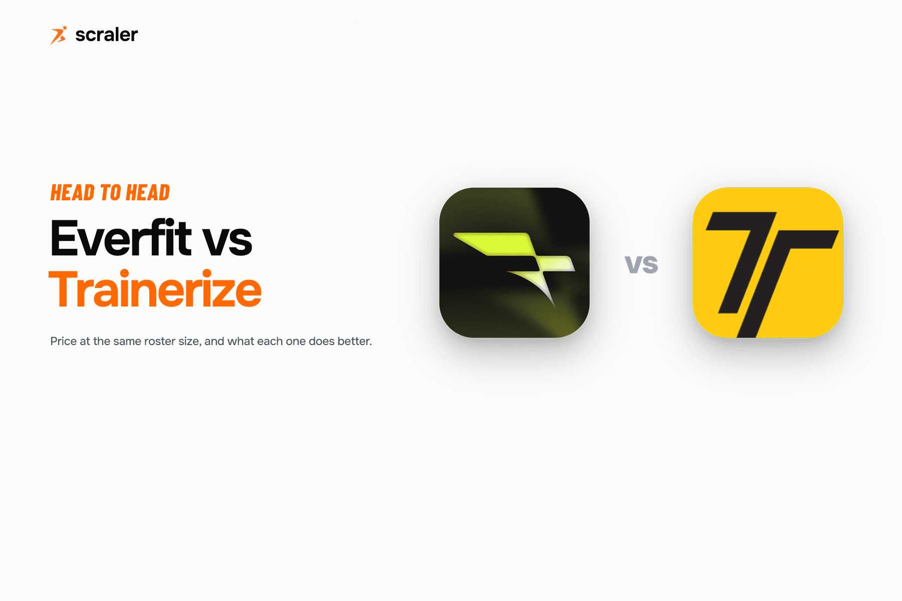 The Everfit and Trainerize app icons side by side, above the head to head comparison