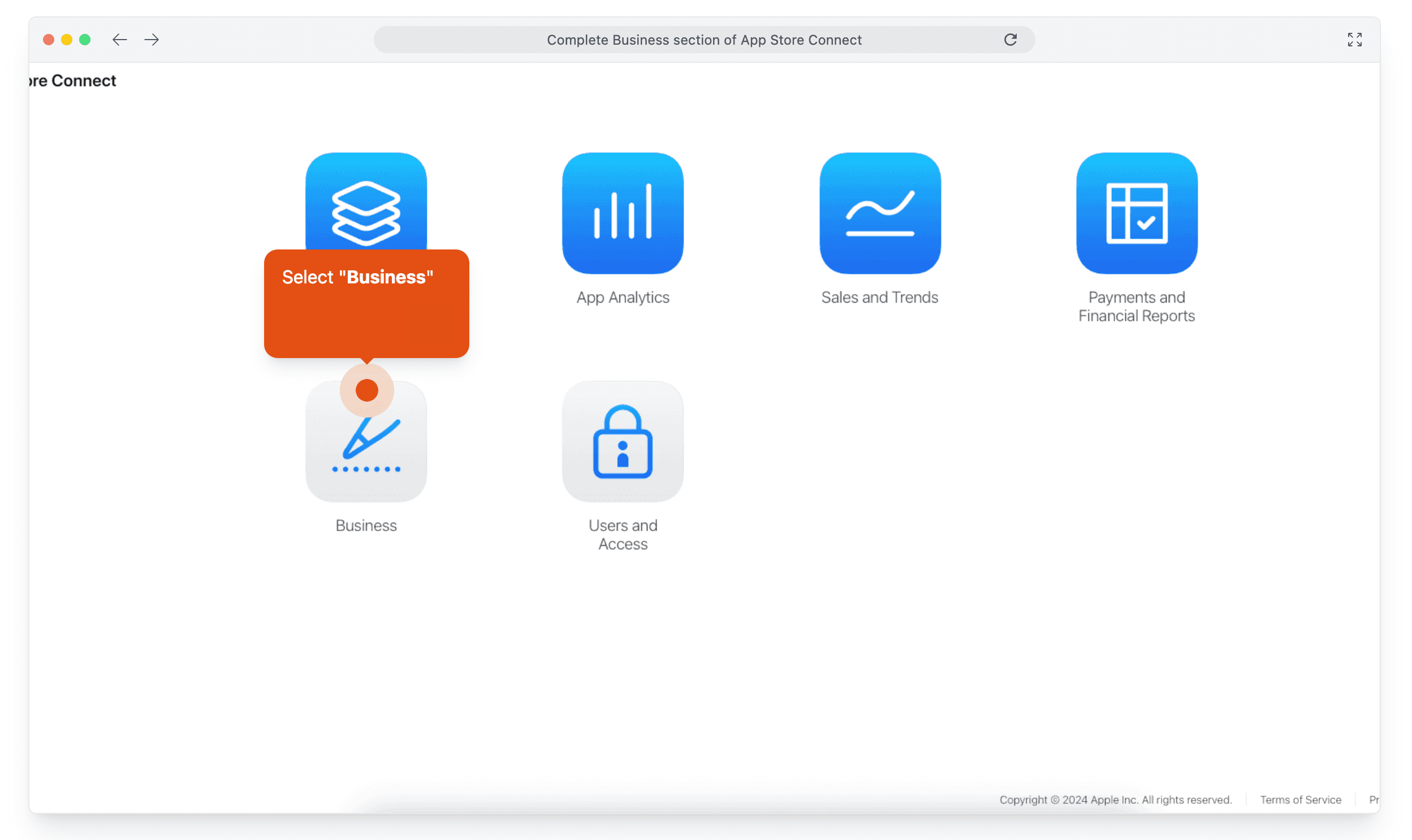 App Store Connect login