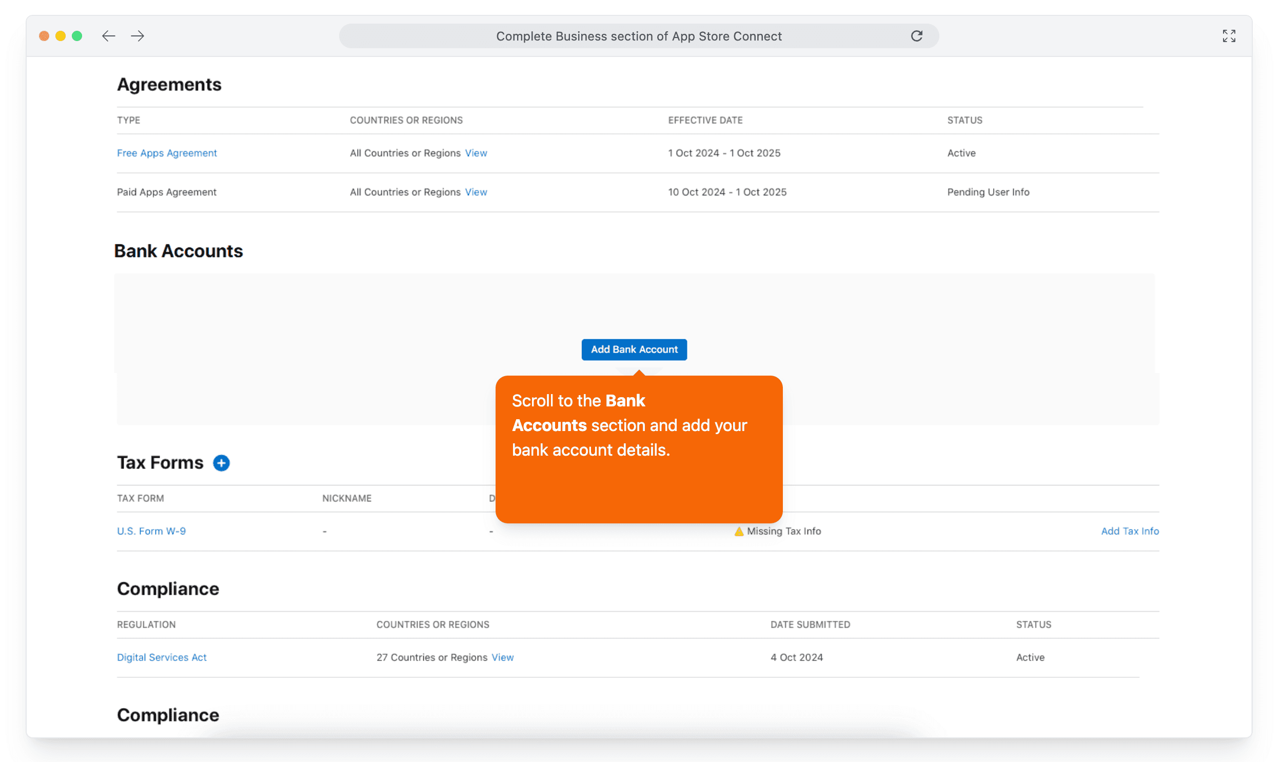 Bank account details