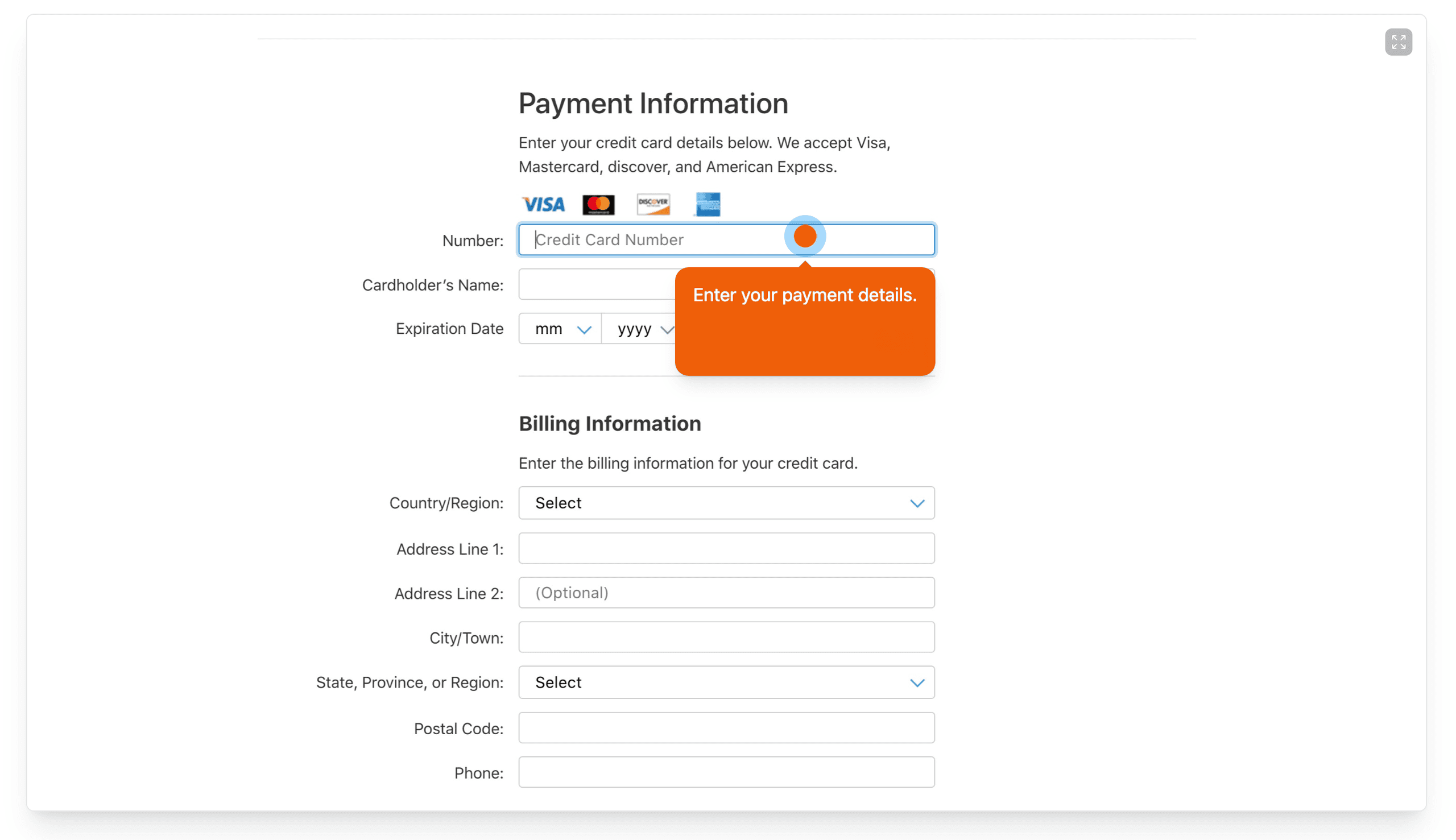Payment information
