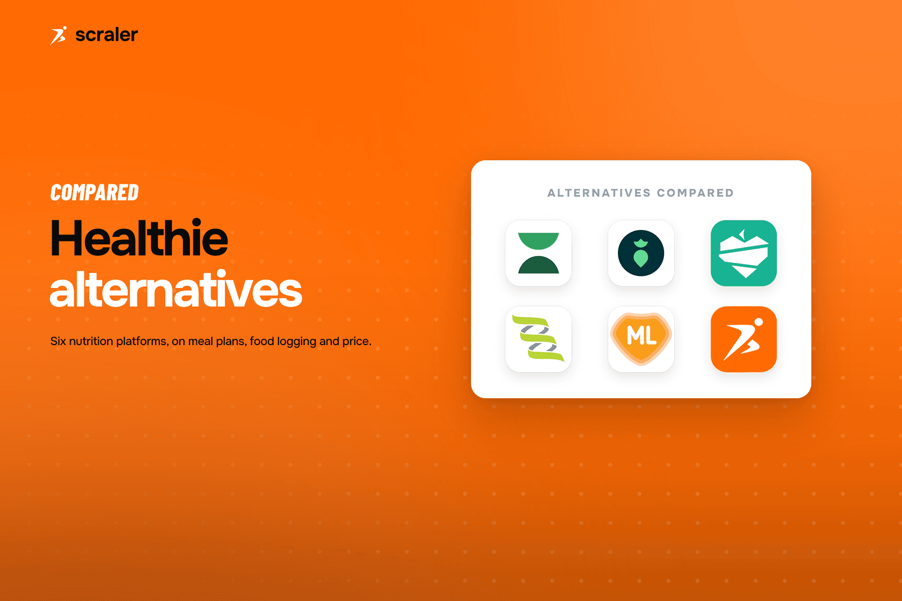 App icons for Practice Better, That Clean Life, Nutrium, Evolution Nutrition, MealLogger and Scraler, compared as alternatives to Healthie