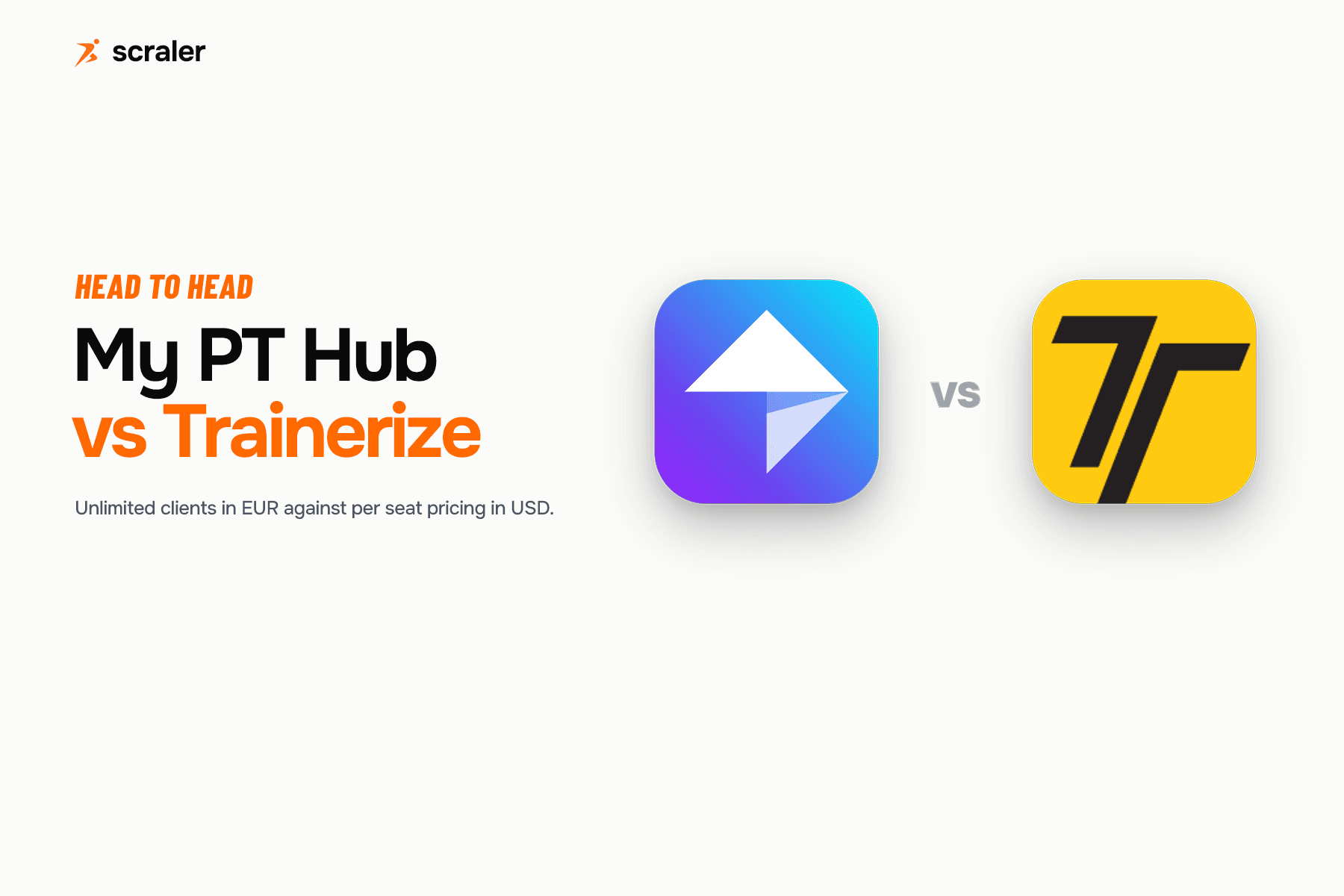 The My PT Hub and Trainerize app icons side by side, above the head to head comparison