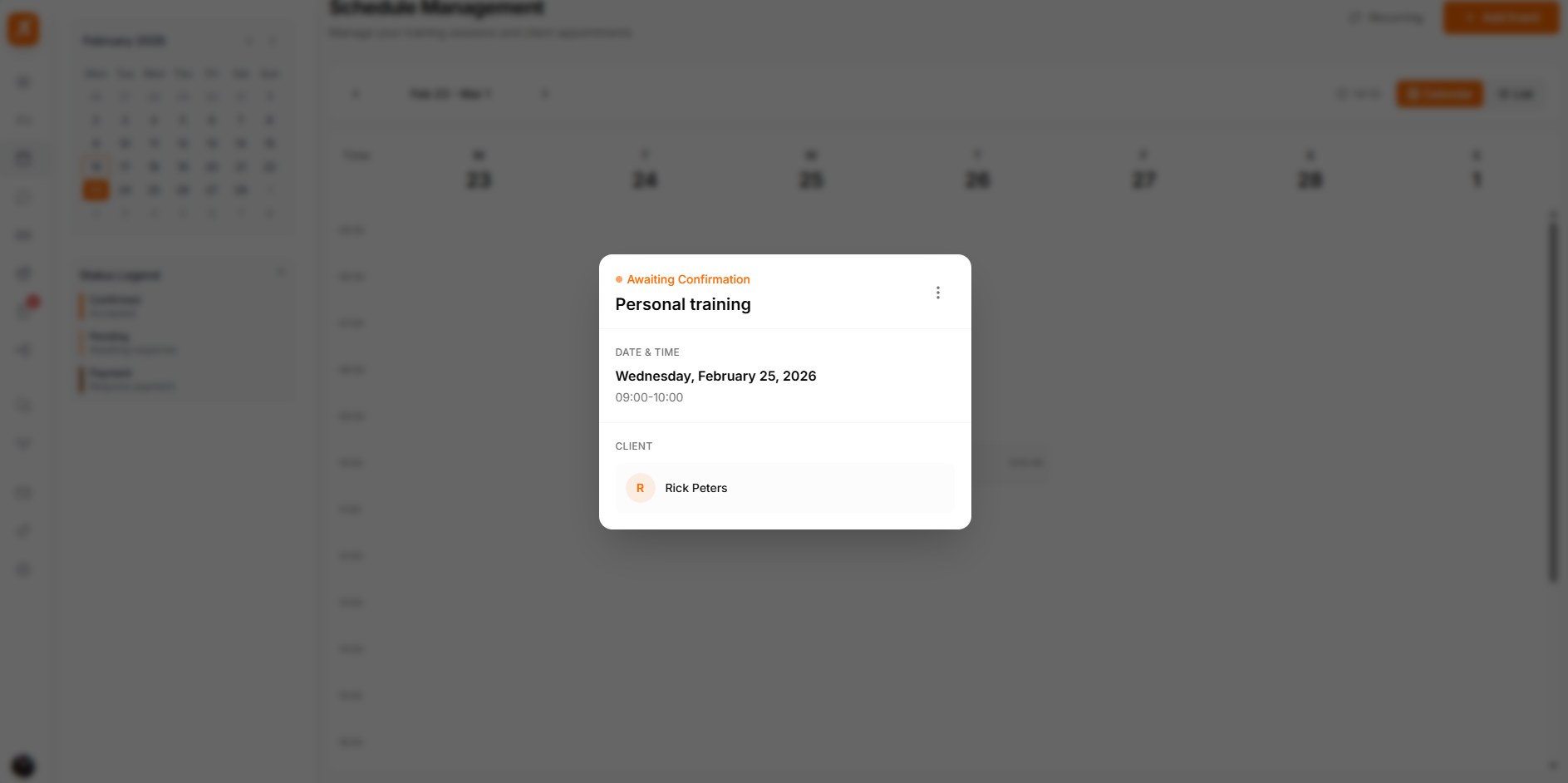 Appointment detail panel