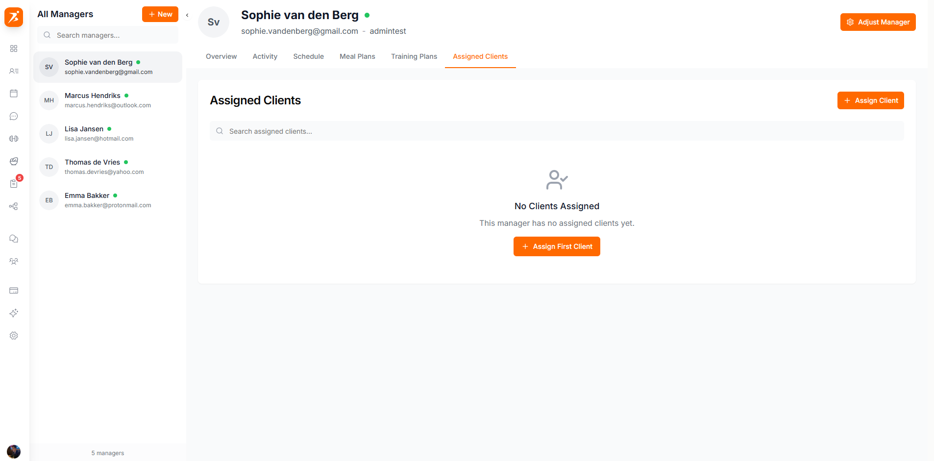 Assign clients to manager