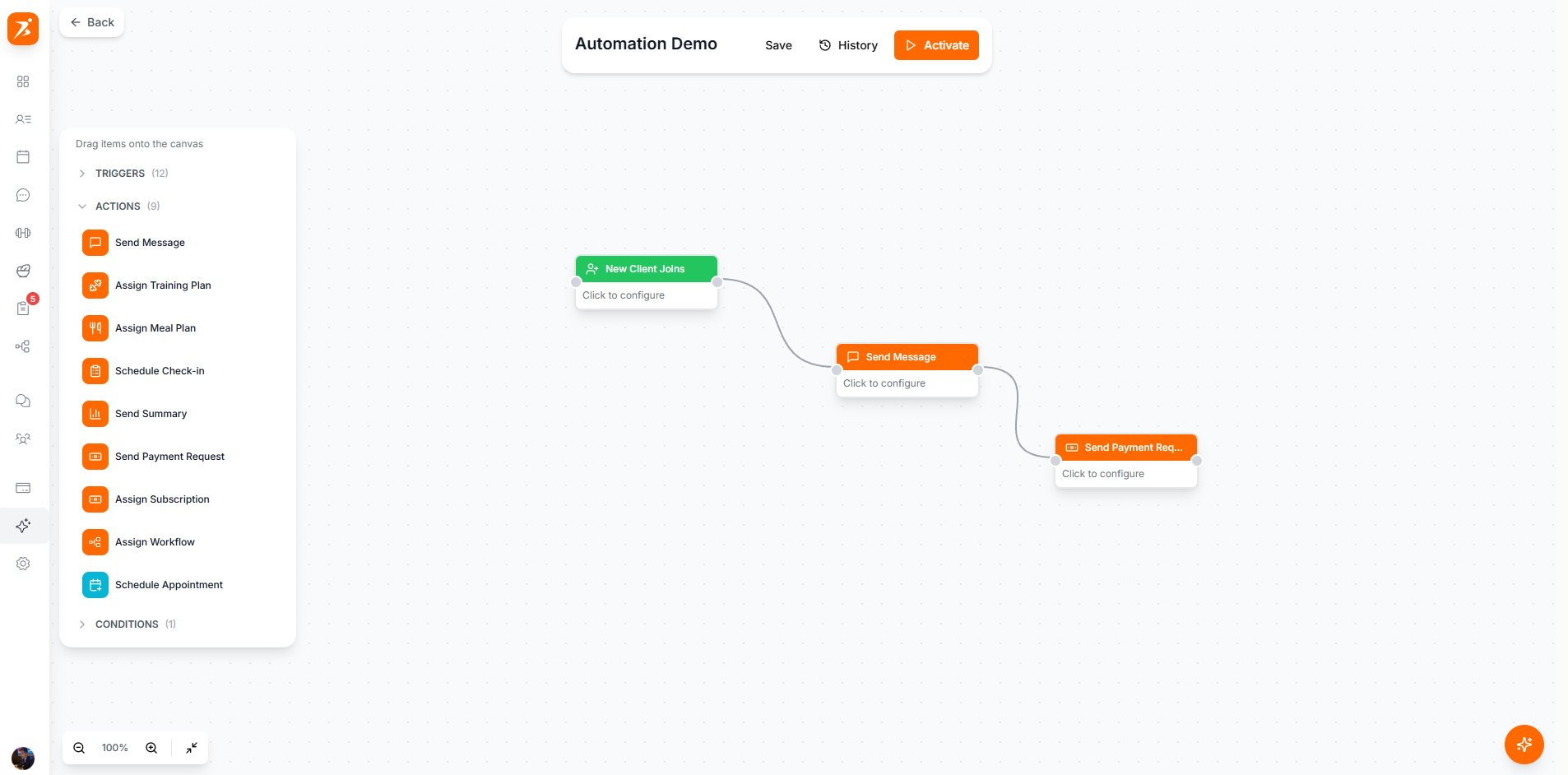 Visual automation builder