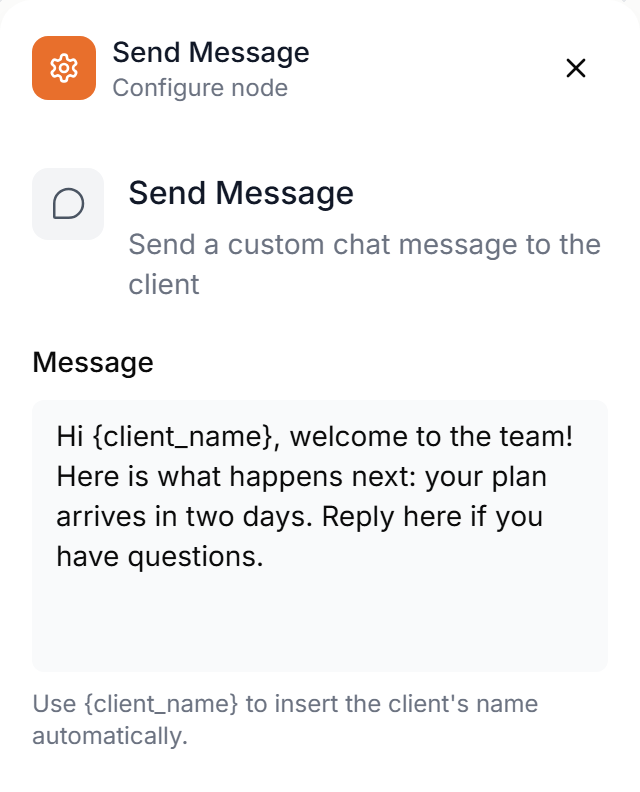 The Send Message panel