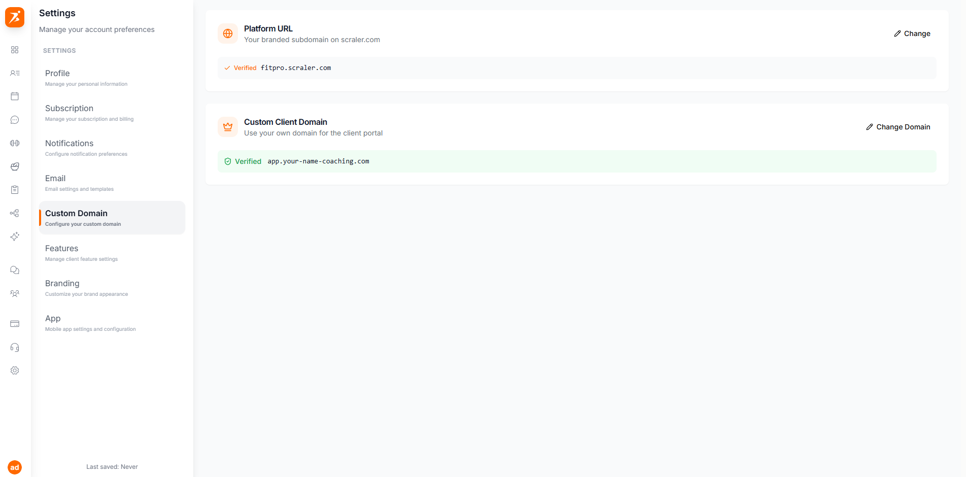 Verify domain button in Scraler