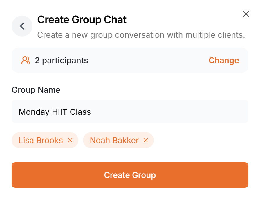 The Create Group Chat dialog