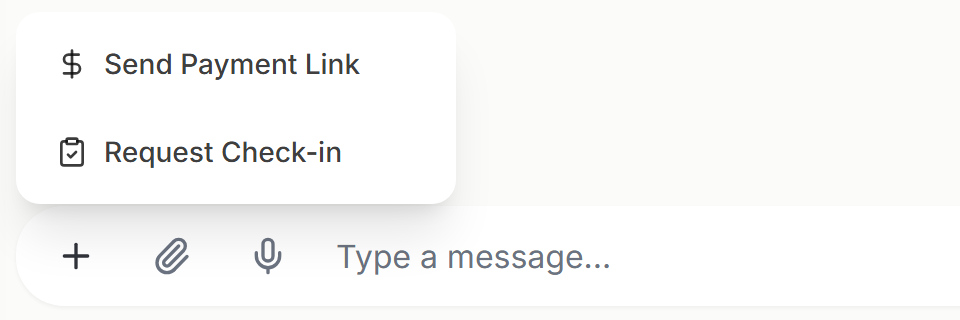 The plus menu above the message bar