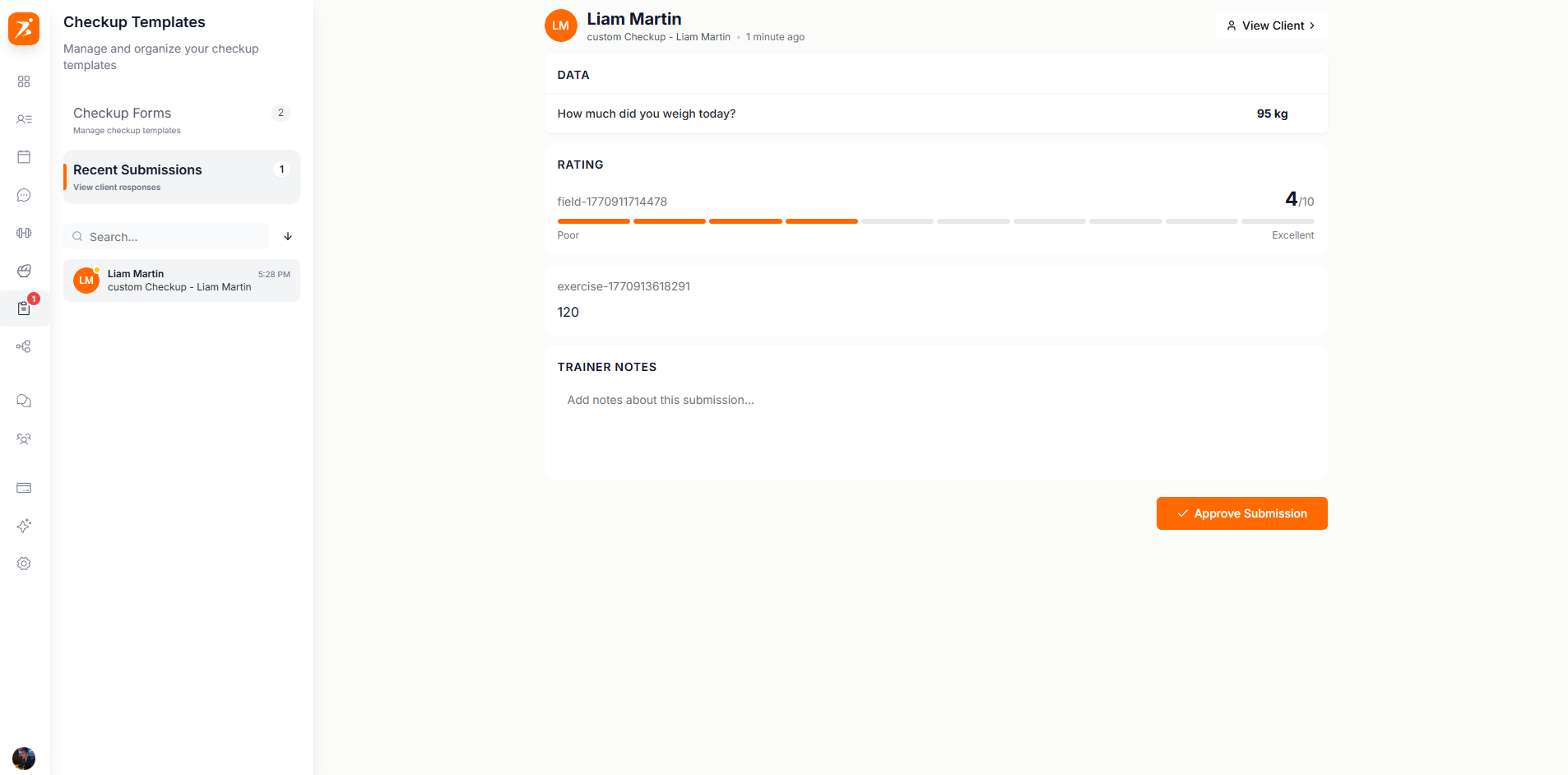 Reviewing a checkup submission