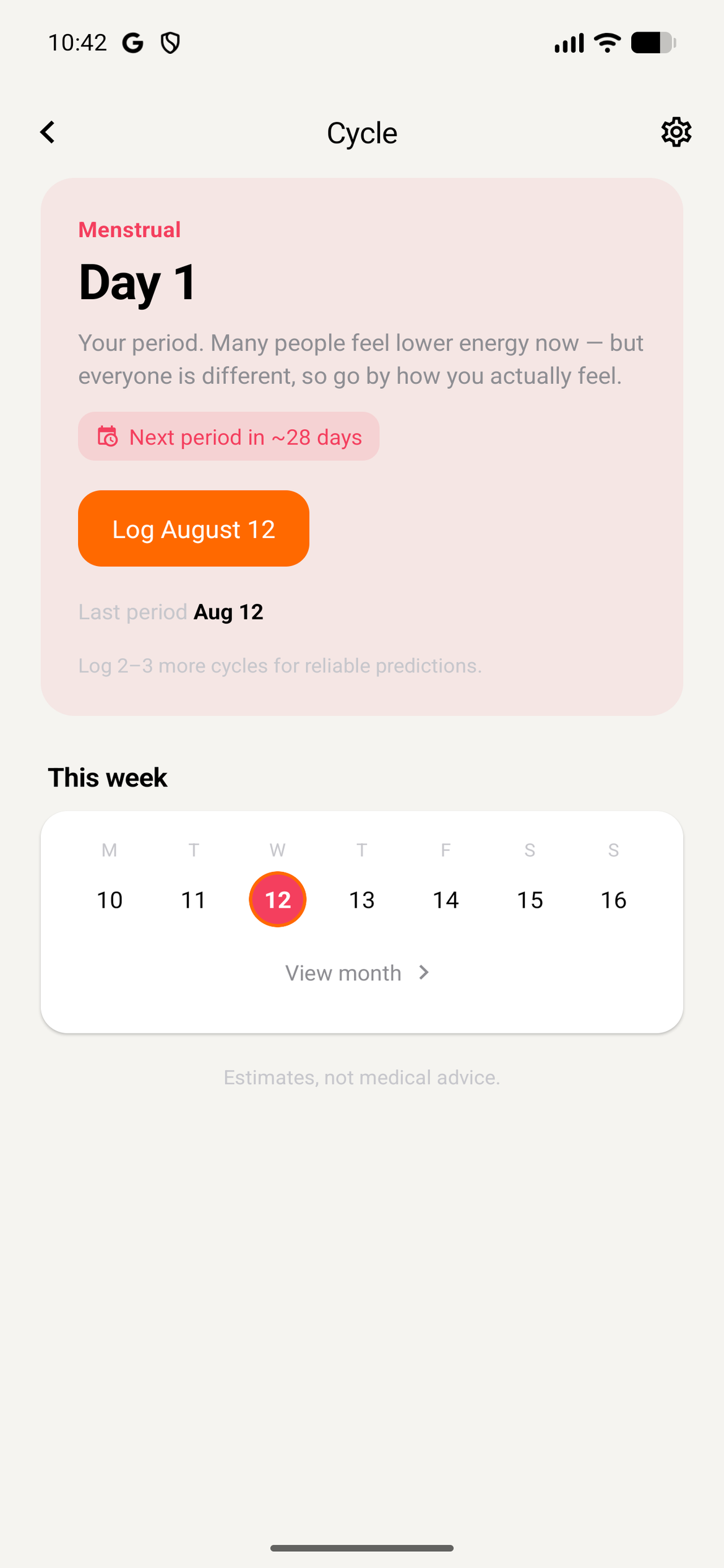 Cycle tracking in the client app