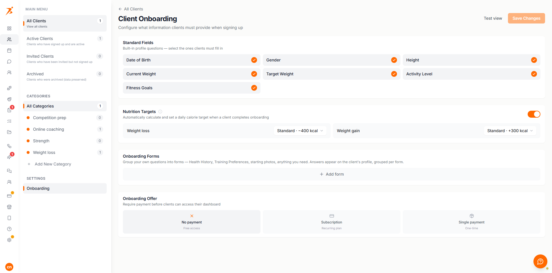 Client onboarding builder