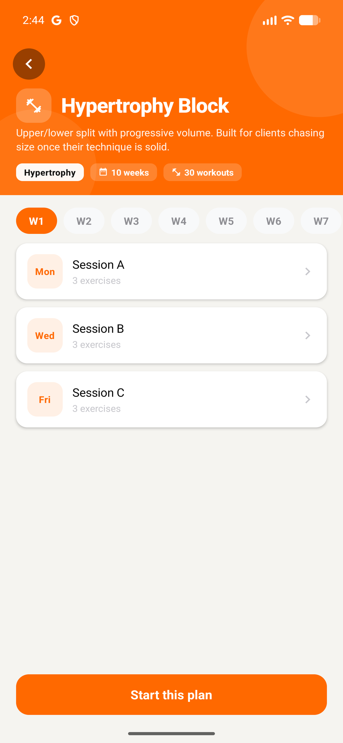 Client programs list
