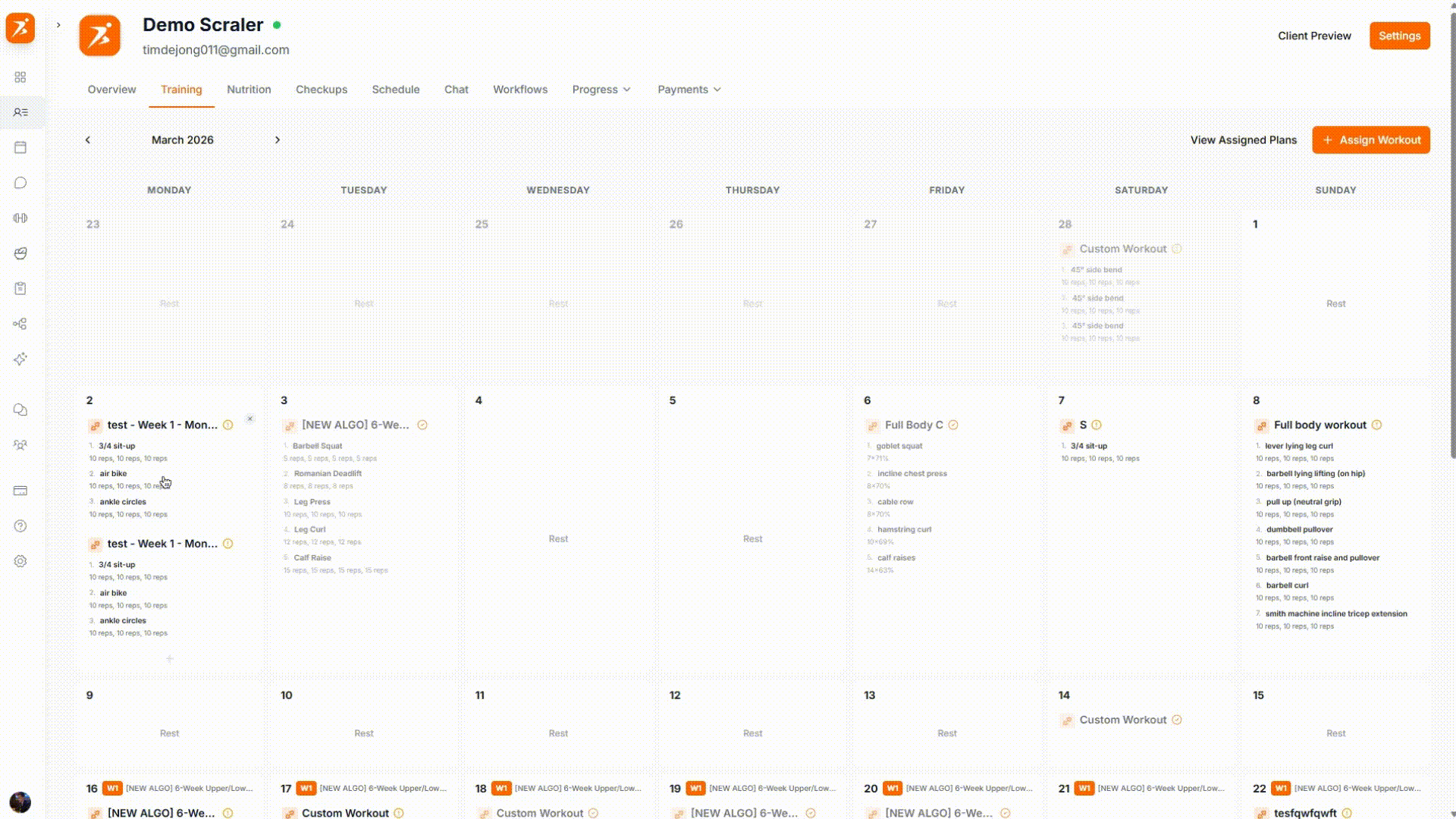 Drag and drop training plan rescheduling