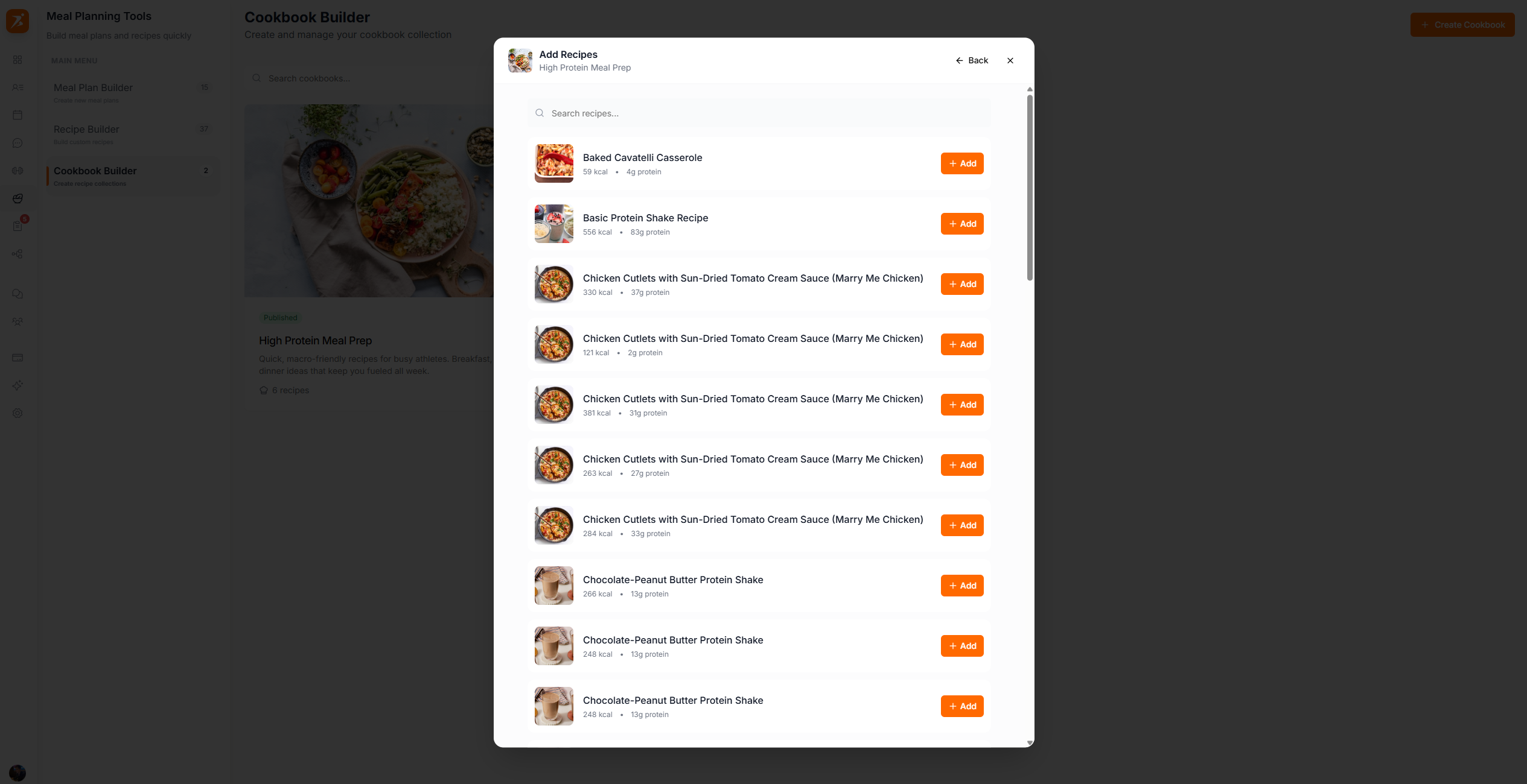 Cookbook detail view