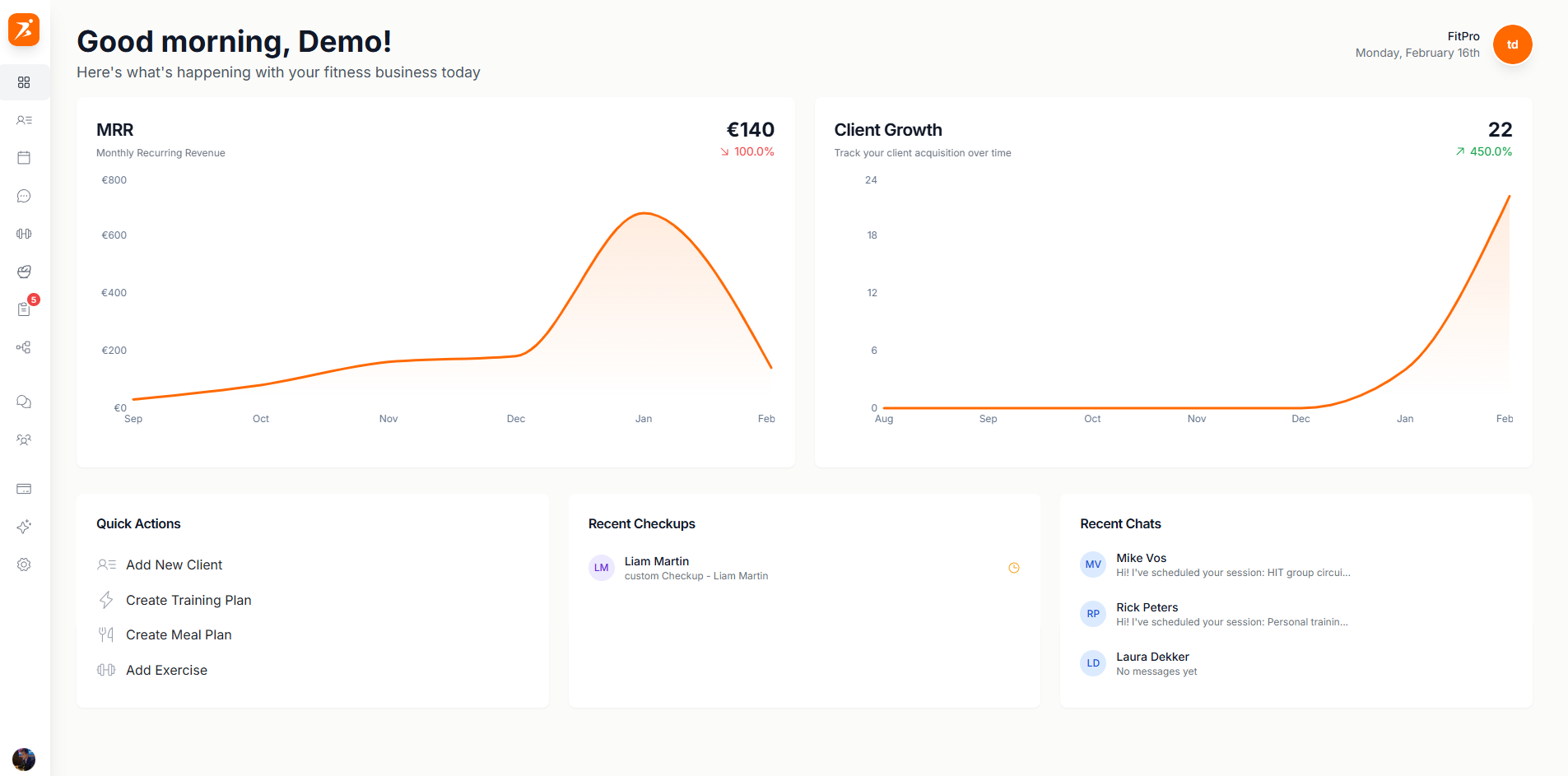 Trainer dashboard overview