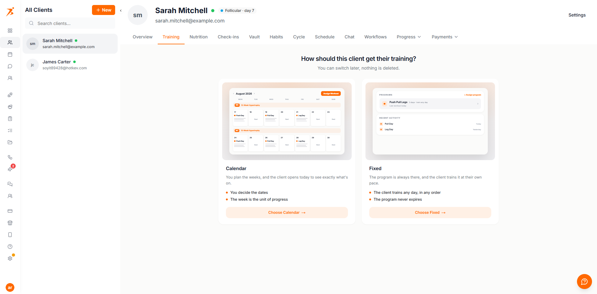 Choosing a delivery mode for a client