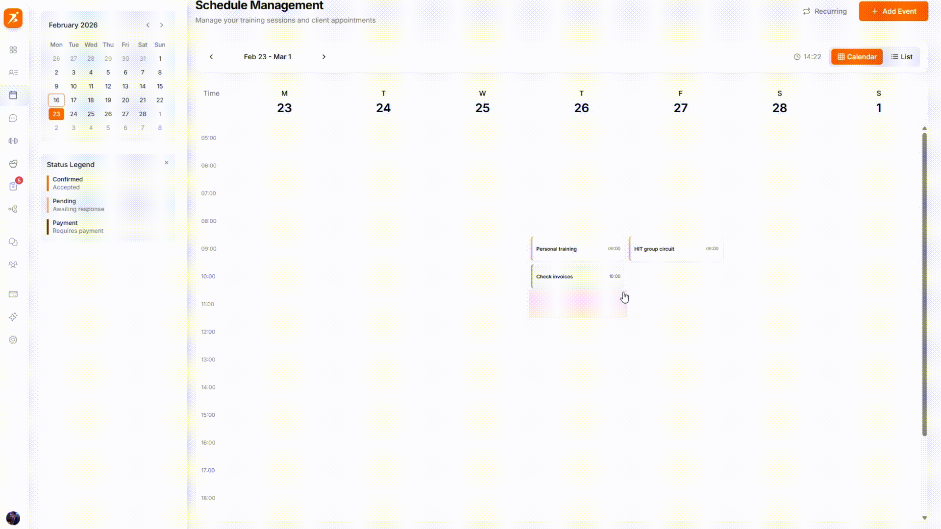 Drag and drop rescheduling