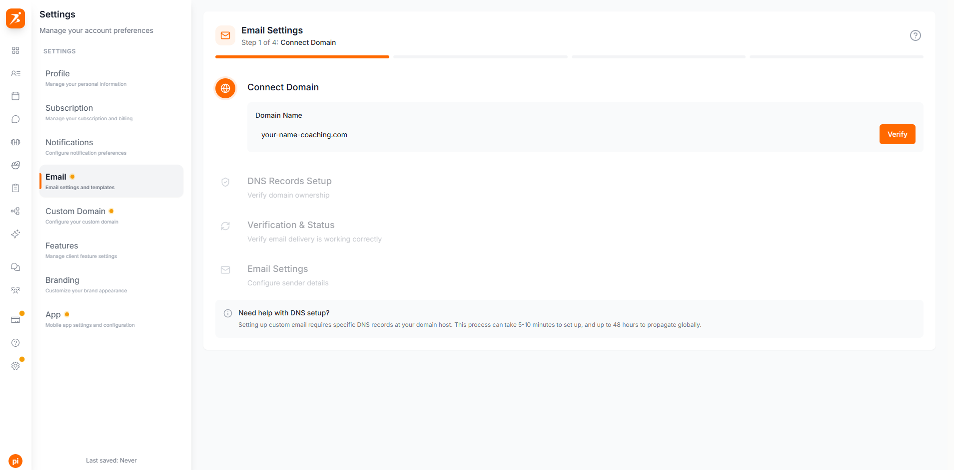 Enter email domain in Scraler settings