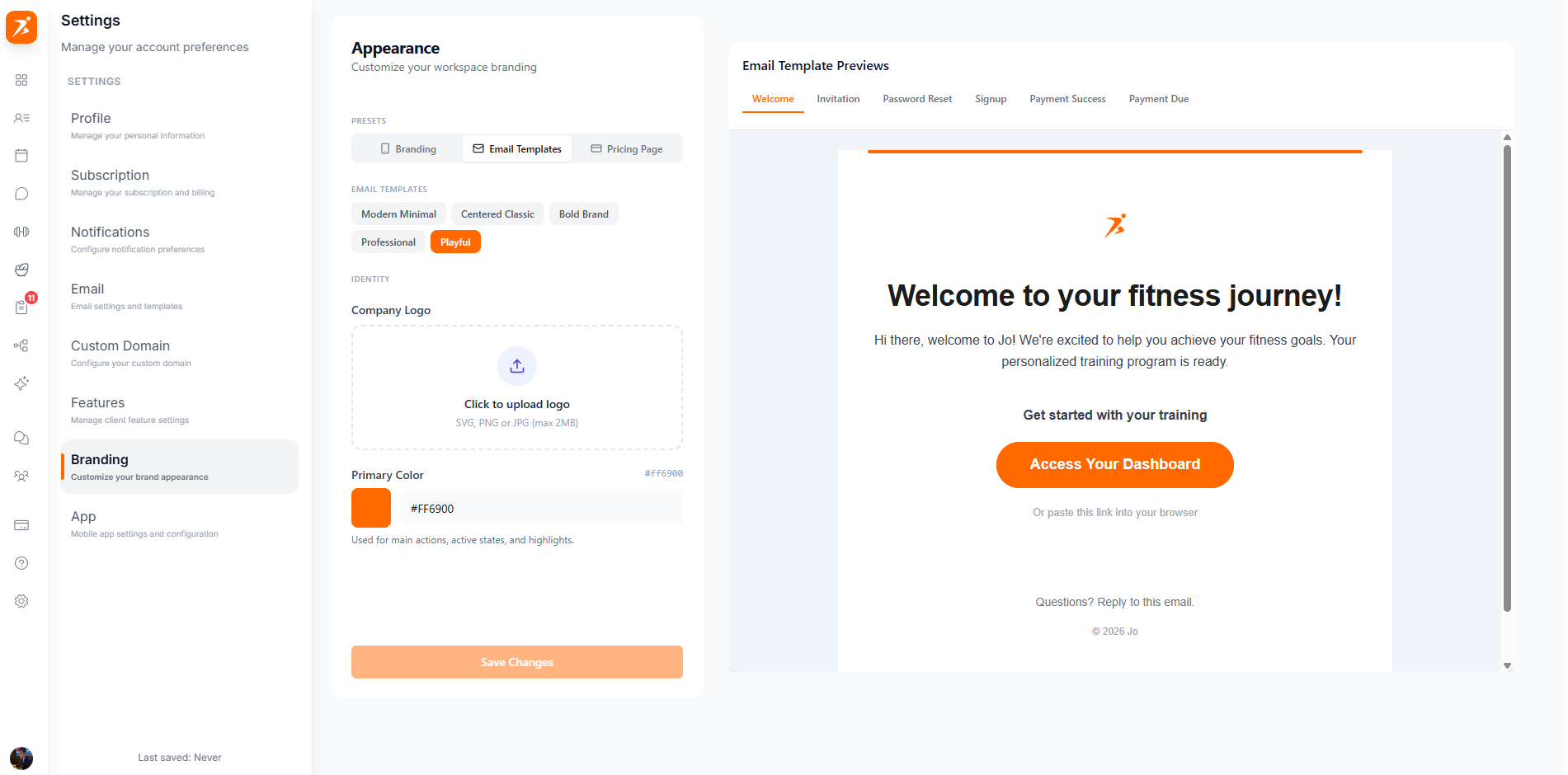 Email template preview