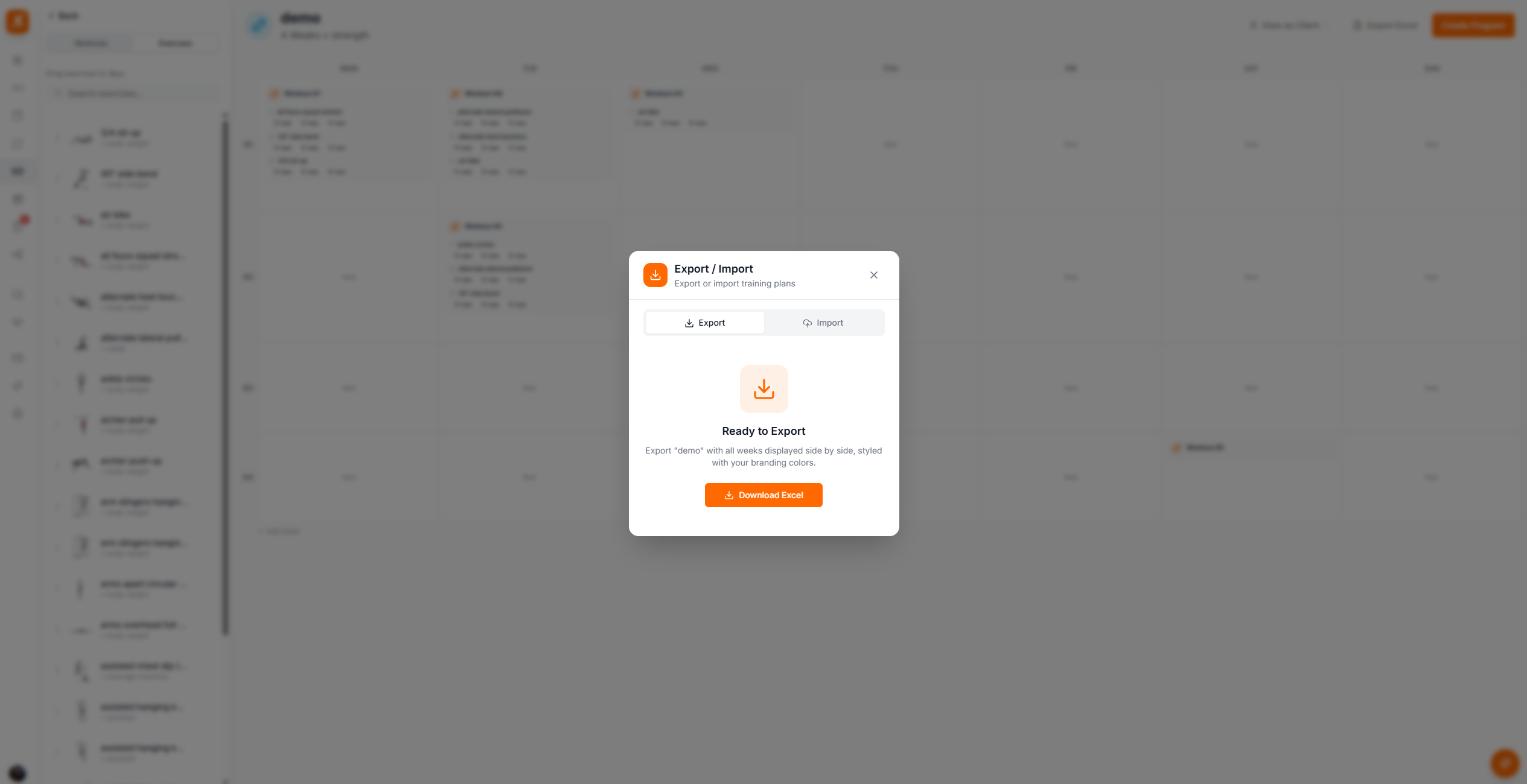 Exported Excel format