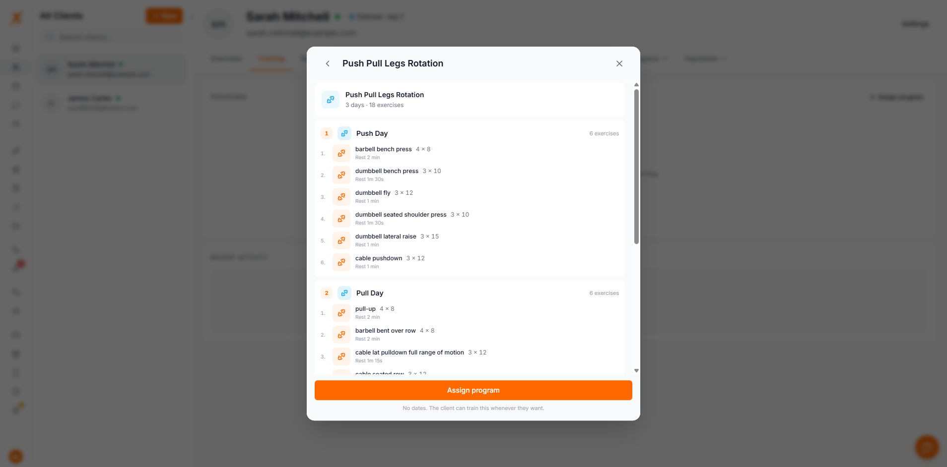 Assigning a fixed program to a client