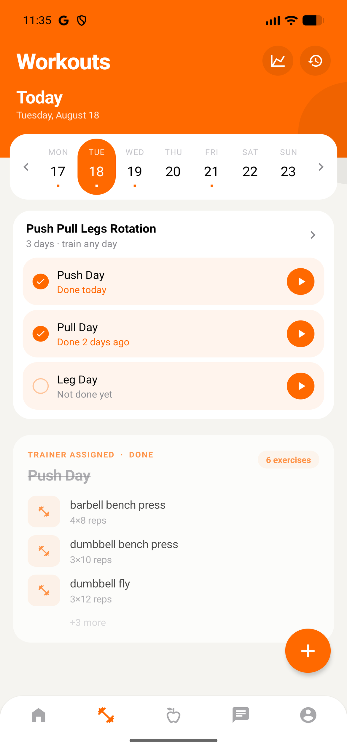 A client's fixed program view