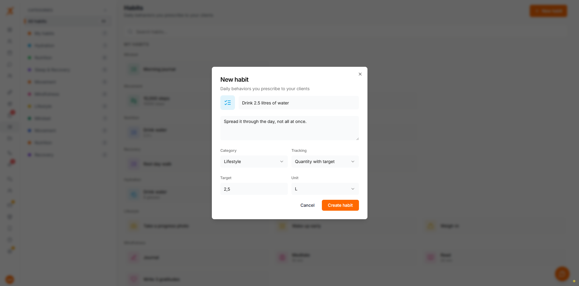 New habit dialog