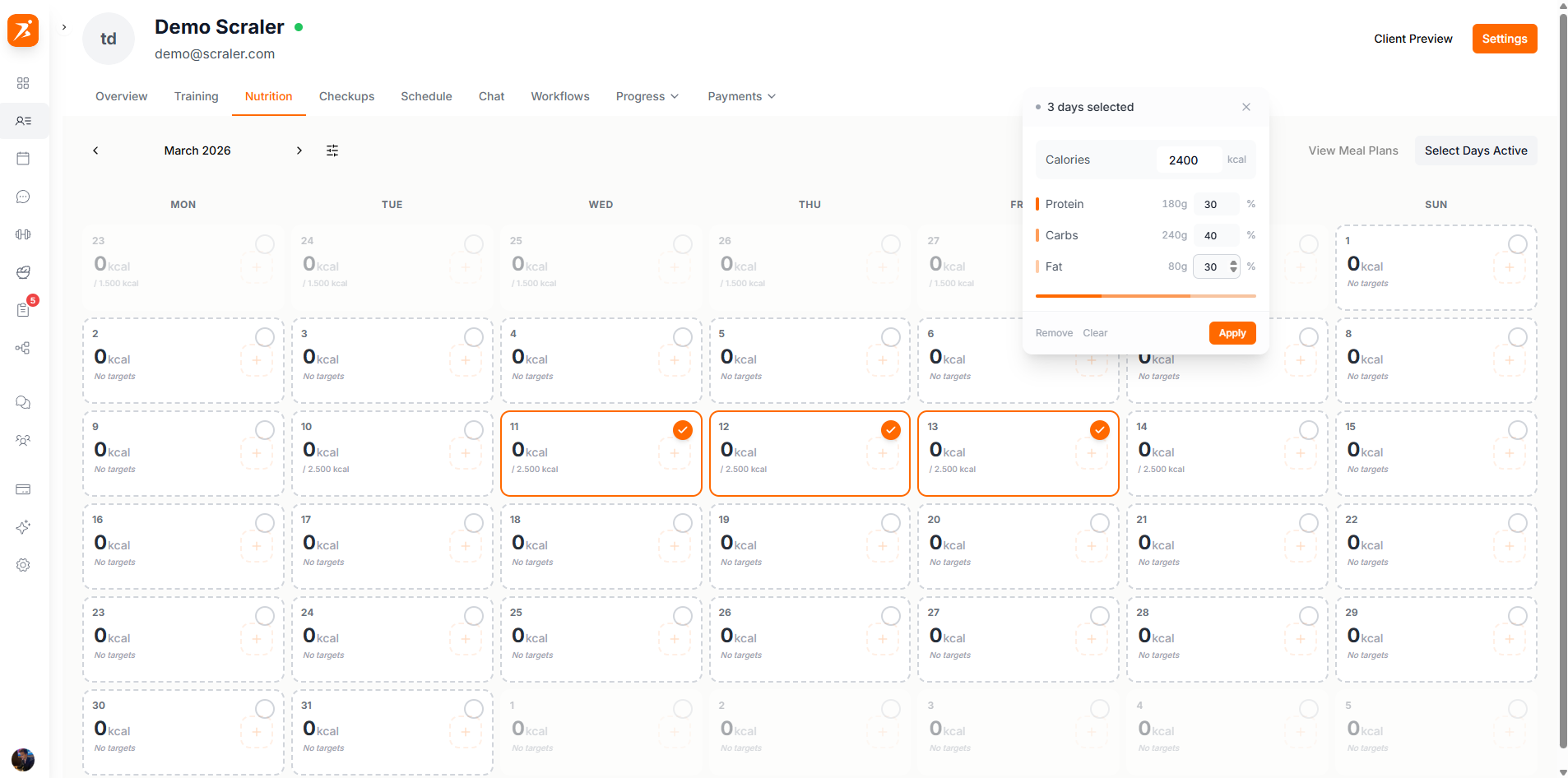 Macro settings panel