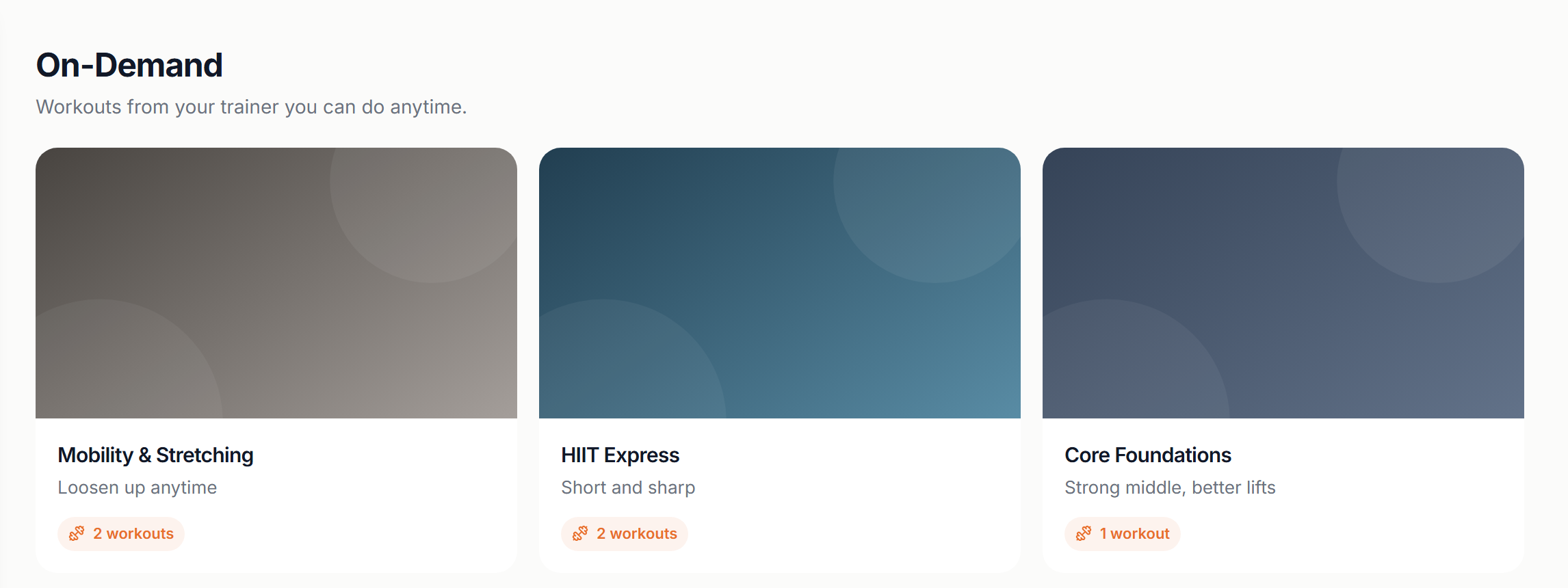 The On-Demand tab in a client’s My Workouts