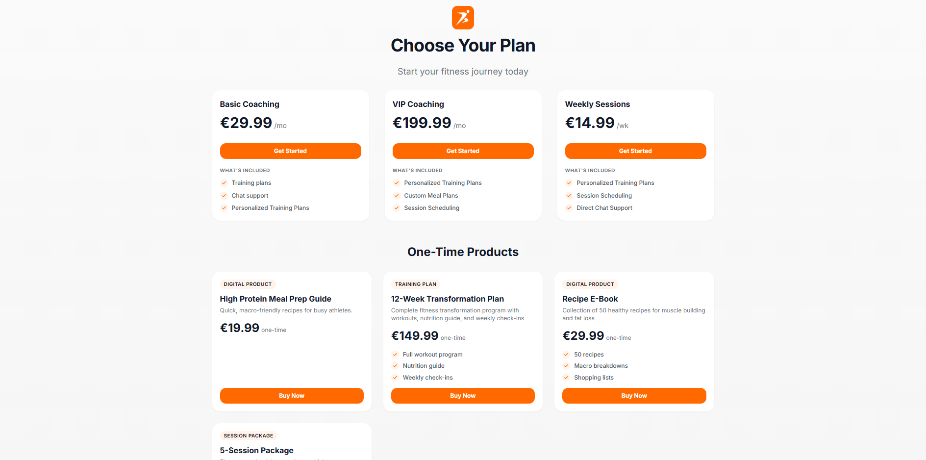 Live pricing page preview