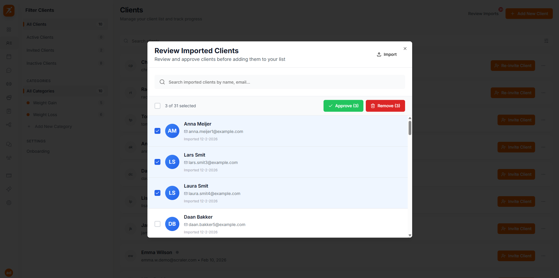 Review imports modal