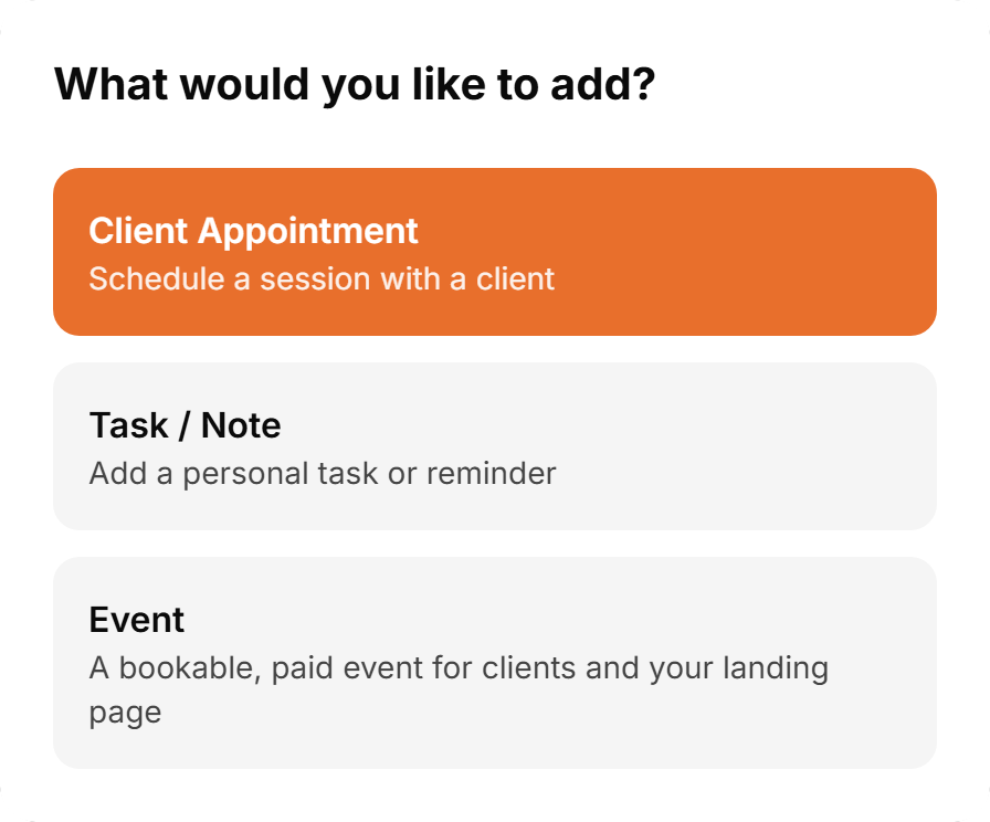 The What would you like to add? picker