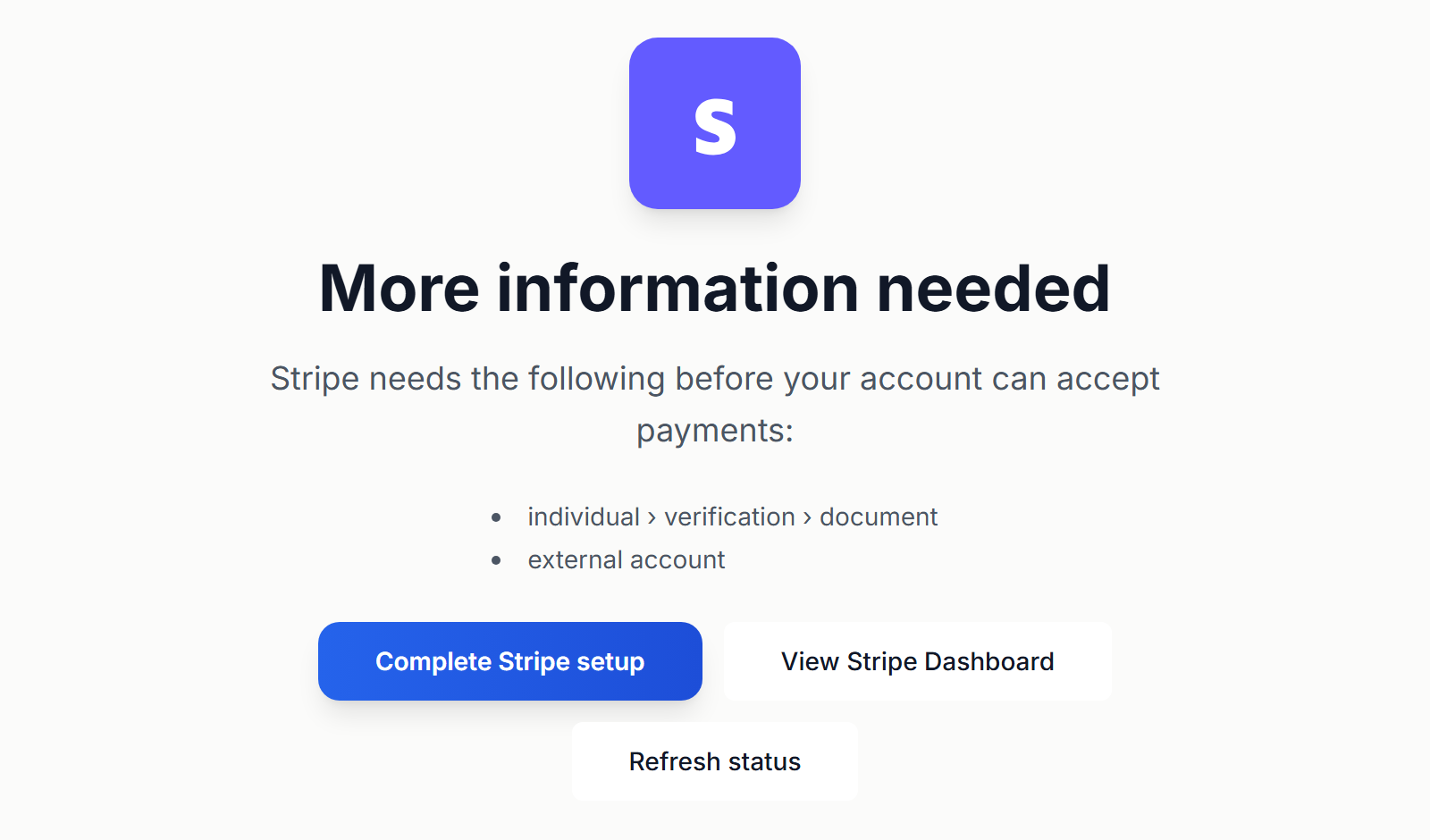 The More information needed screen