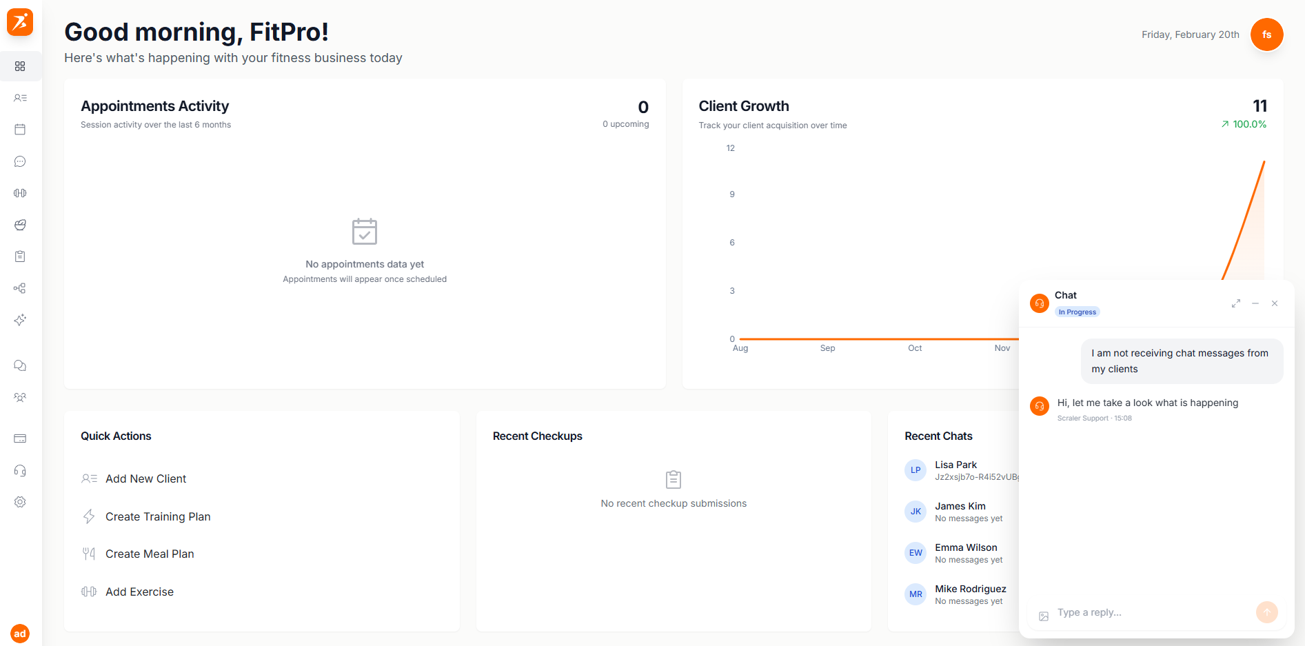 Floating support widget