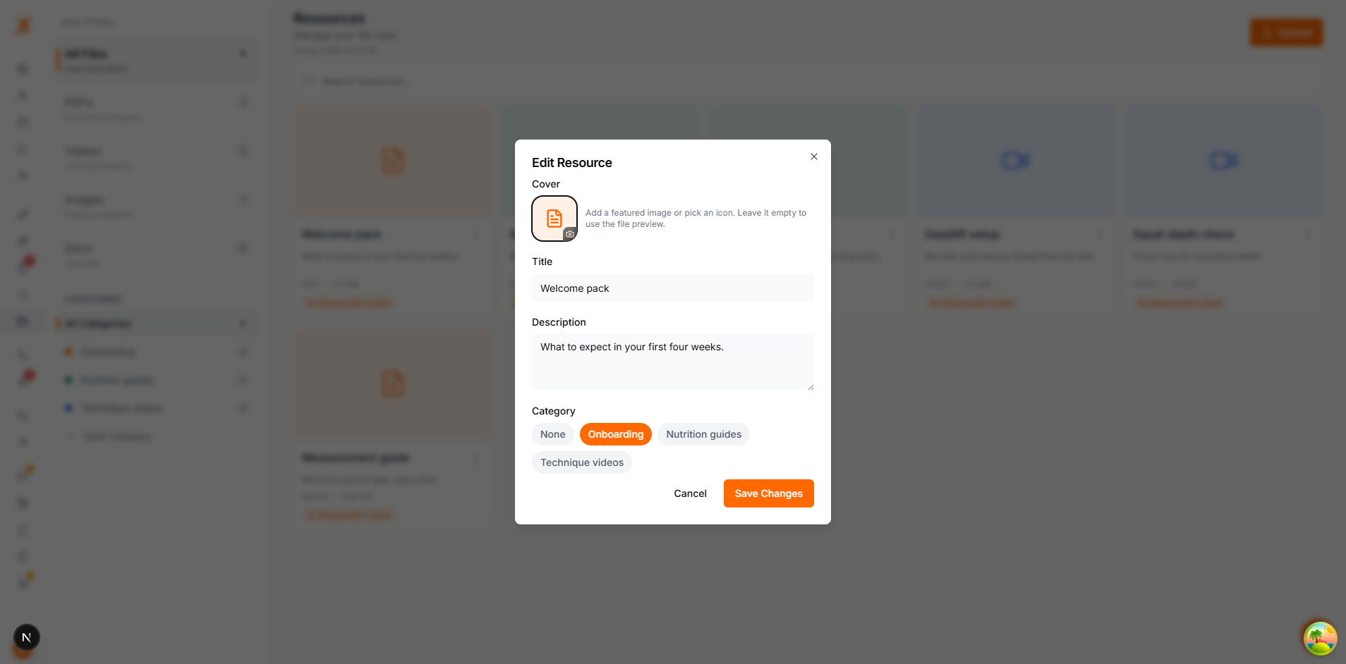 Edit Resource dialog