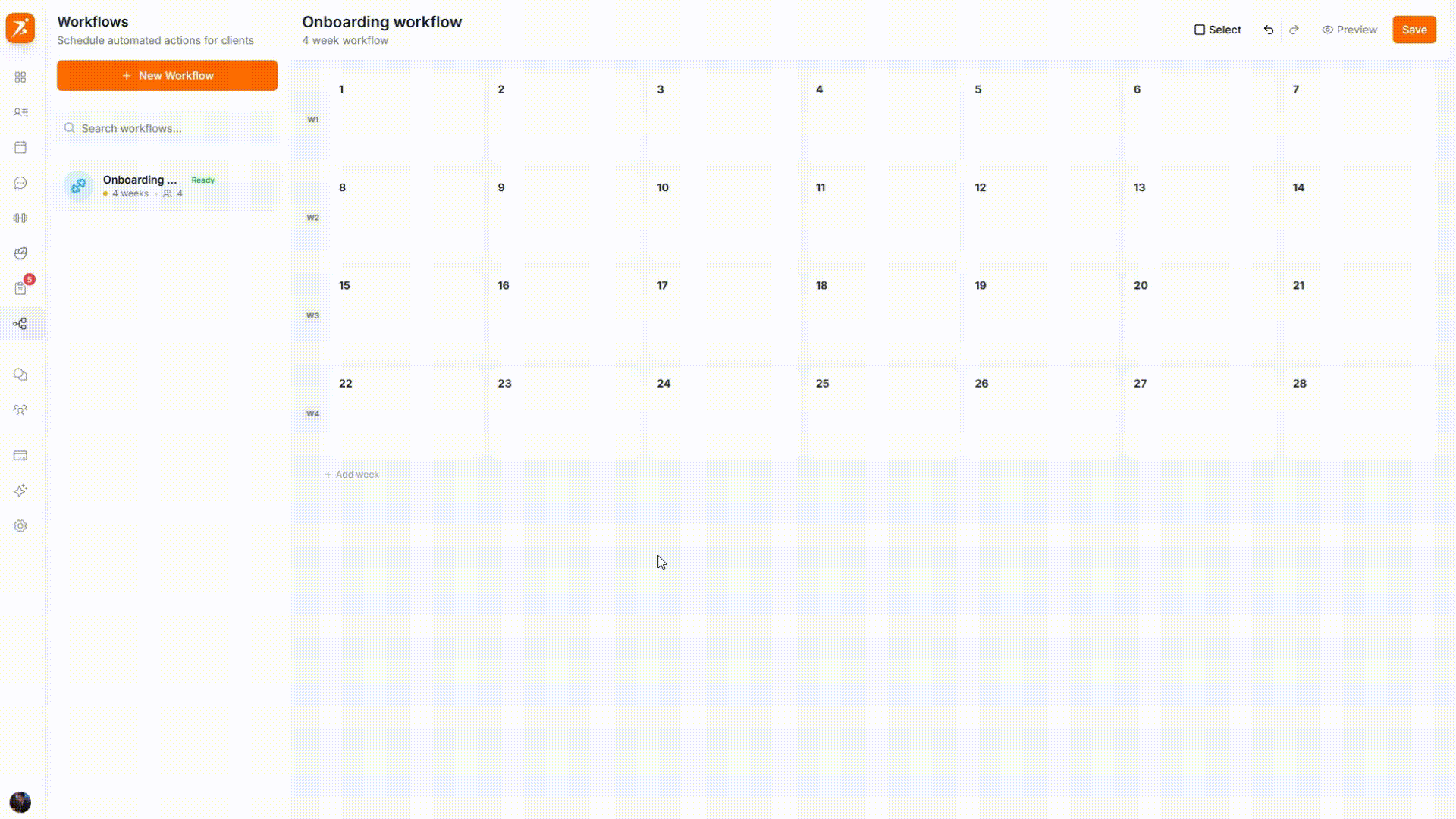 Adding actions to a workflow day