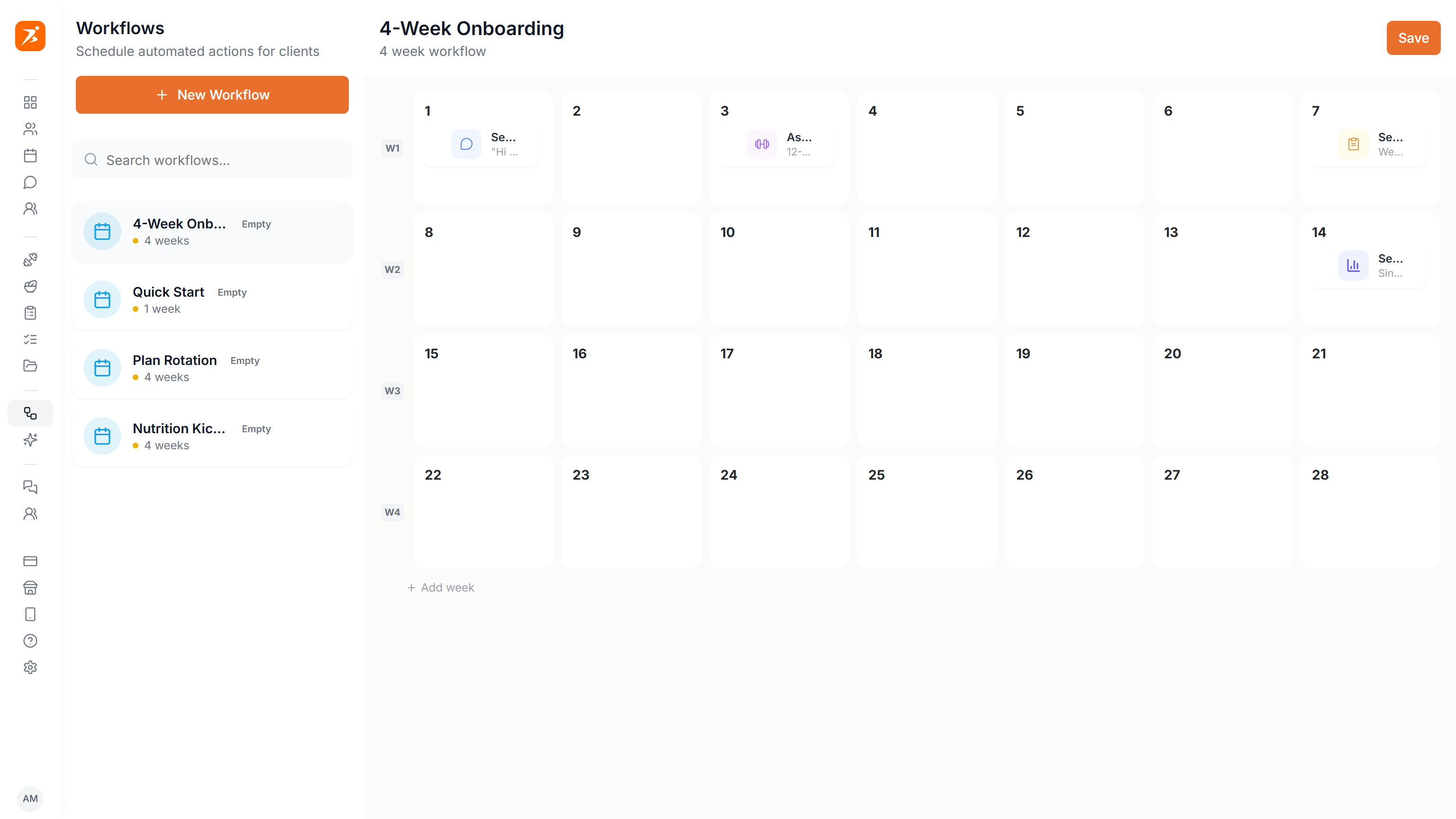 The workflow builder with an onboarding template