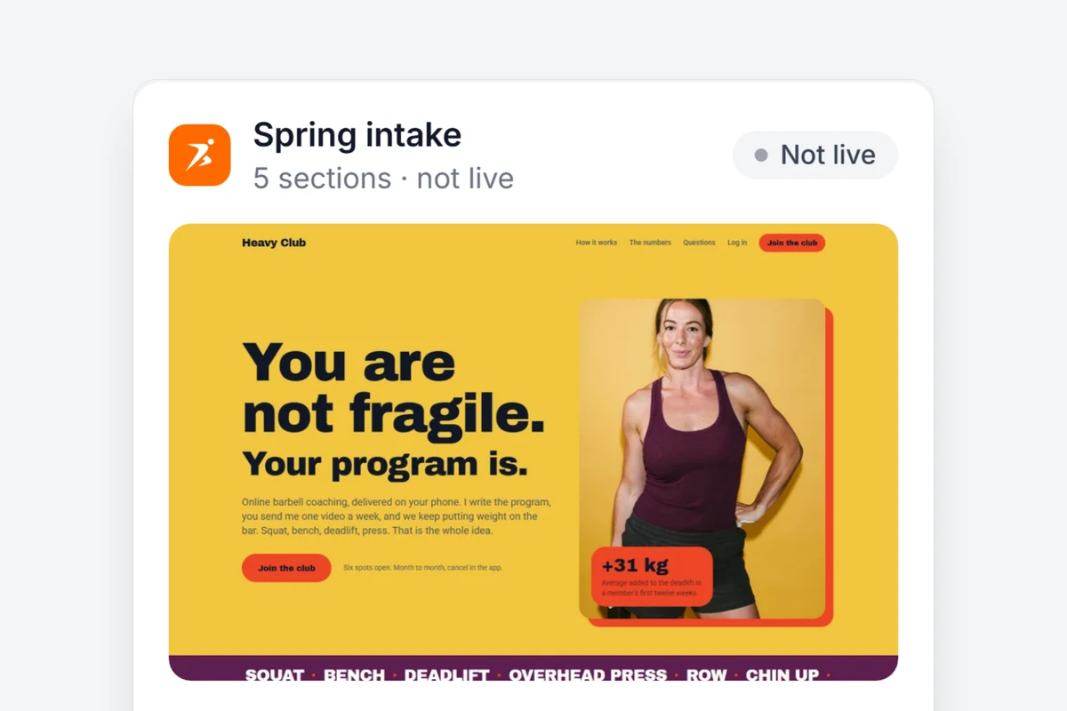Make a landing page