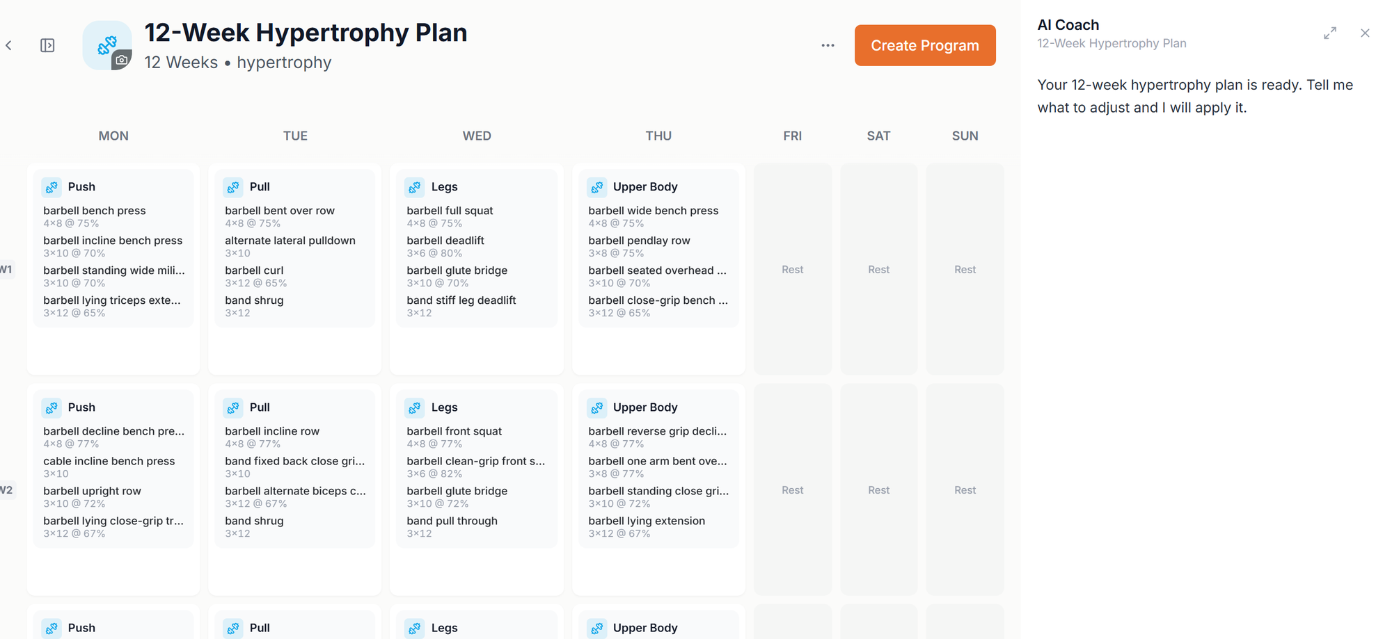 Edit the finished plan