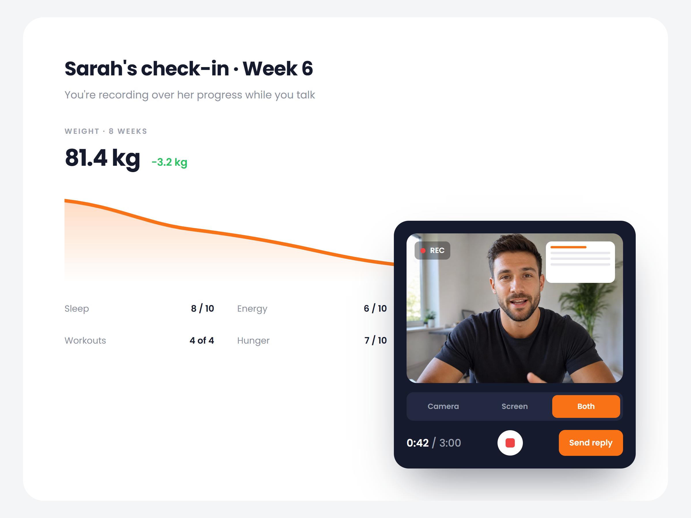 Record video replies on check-ins
