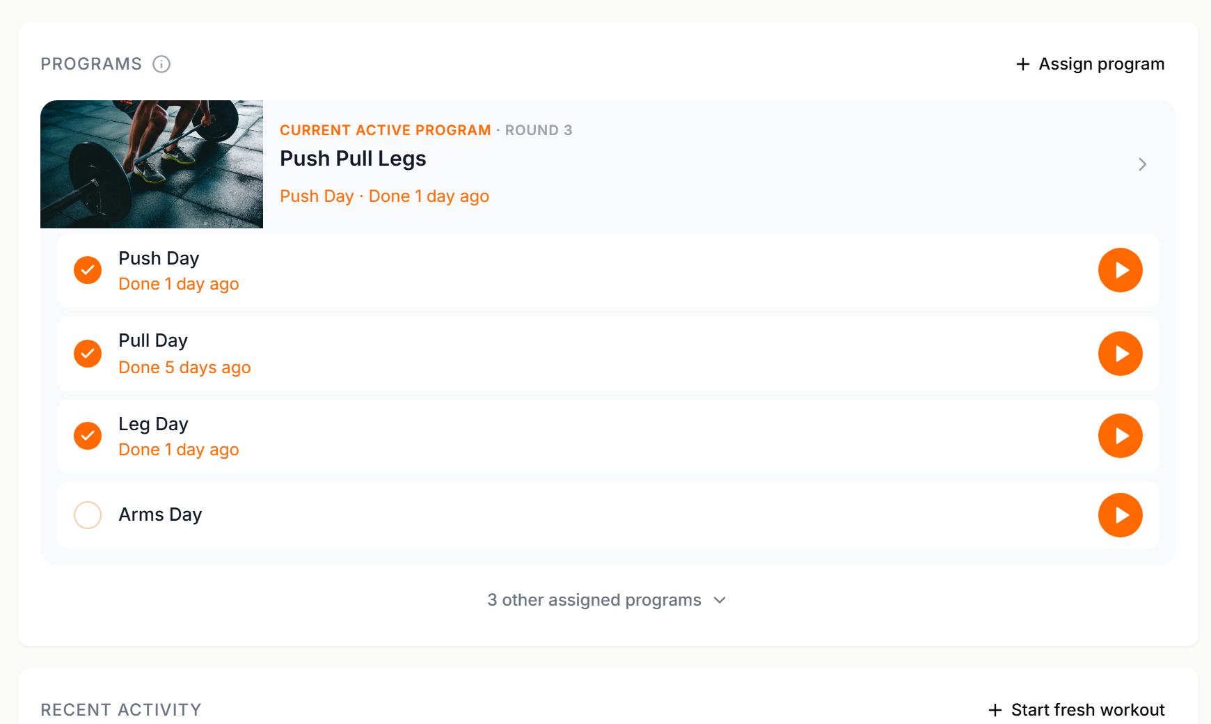 Start it from the client’s profile