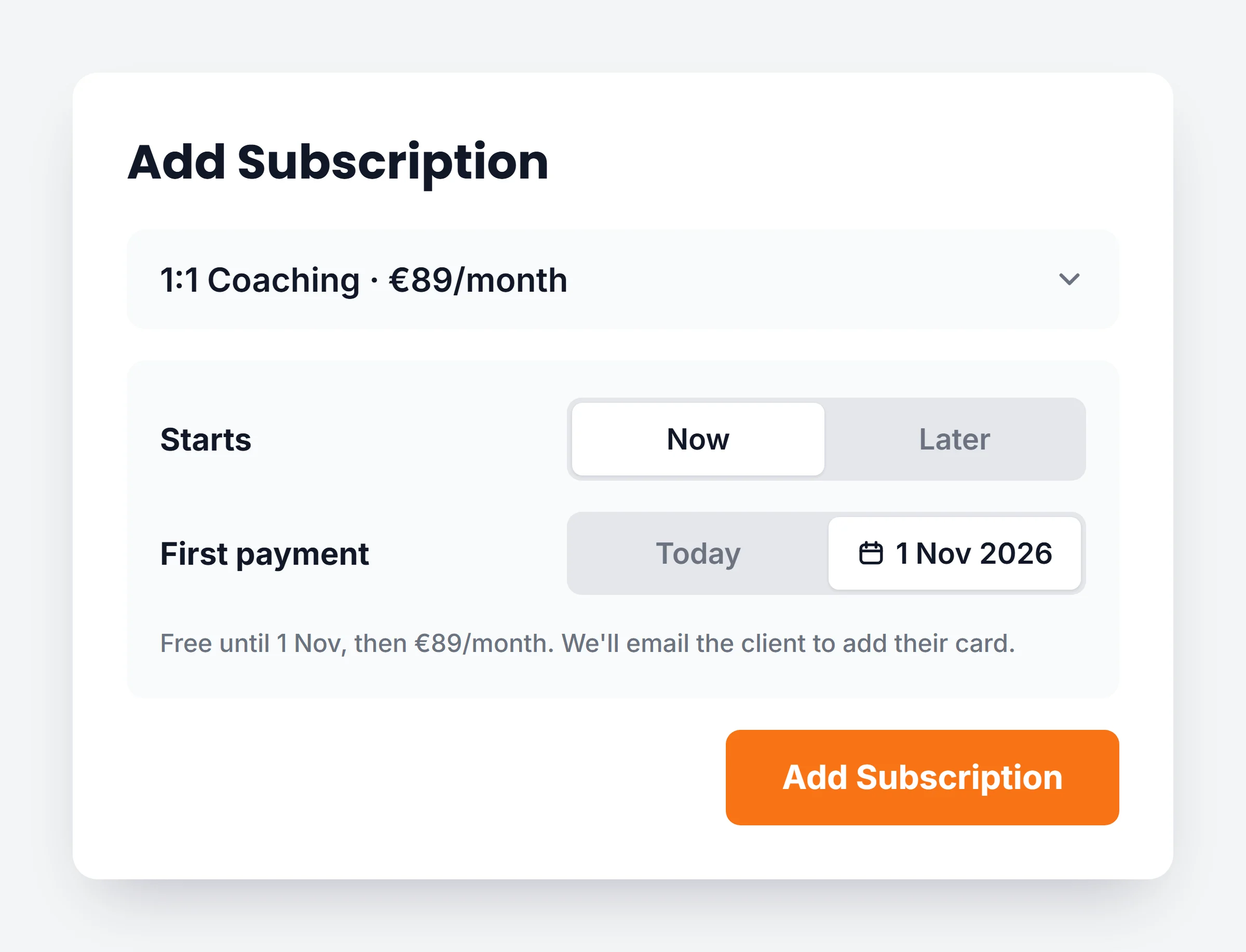 Set the first payment date