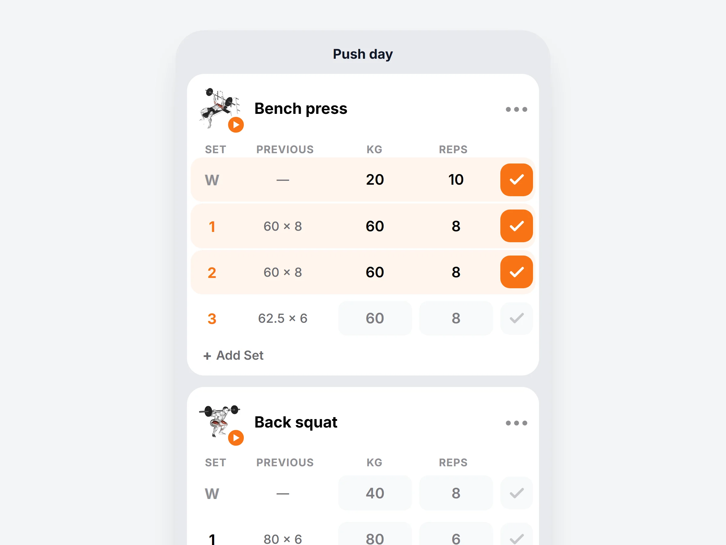 Clients log their sets