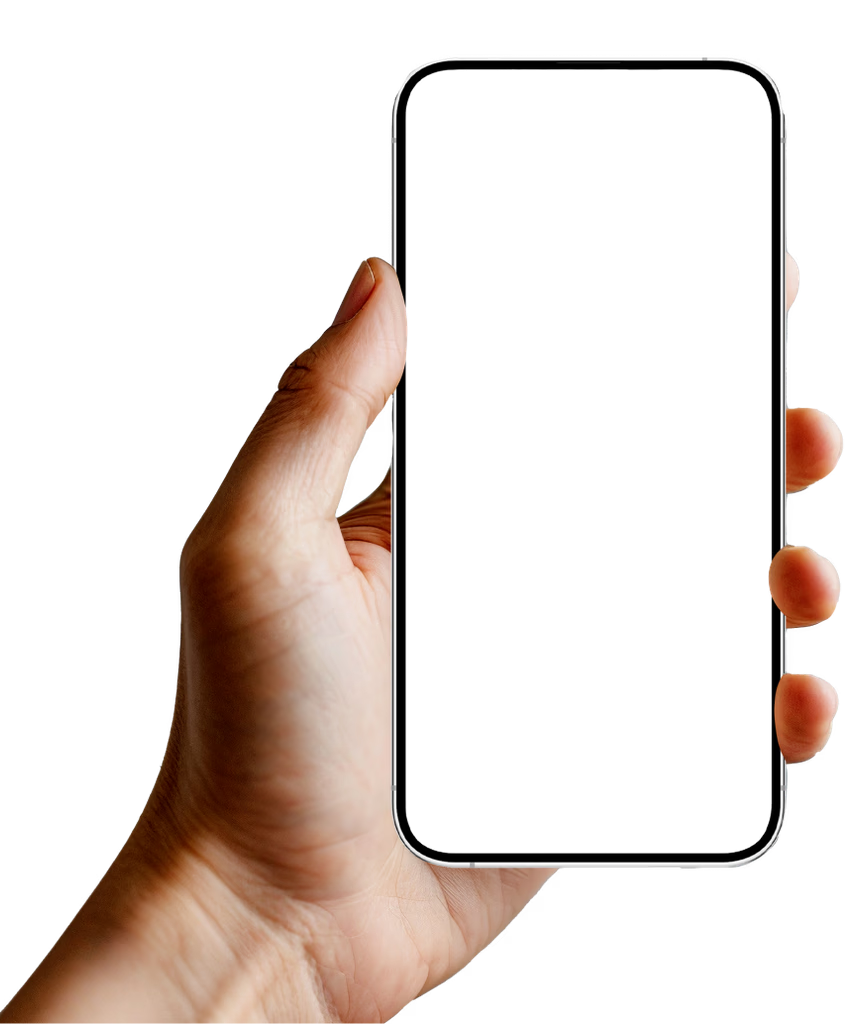 Hand holding a smartphone with the Scraler client app